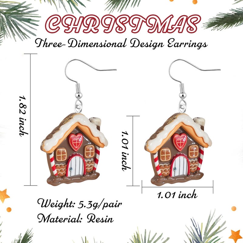 PEALICIOUS Christmas Earrings for Women Cute Cat Earings Christmas Tree Cakes Accessories Gingerbread House Earrings Dangling Pink Xmas Gifts Matching Womens Xmas Costume Holiday Jewelry - Image 5